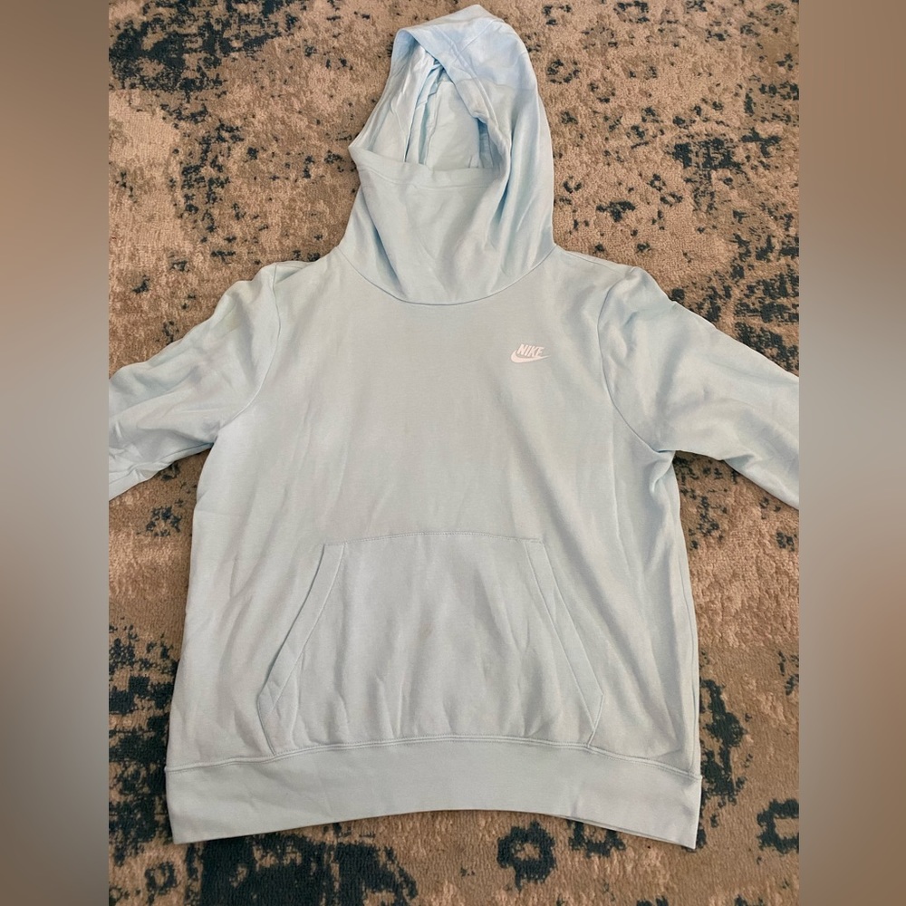 Blue Nike fleece funnel-neck hoodie